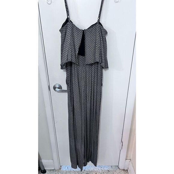 ELEVENSES ANTHROPOLOGIE WOMENS  JUMPSUIT ROMPER GEOMETRIC BLACK SZ XS - Picture 6 of 10